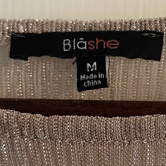Blāshe Gold Festive Sparkly Sheer Long Sleeve Top - Picture 5 of 6